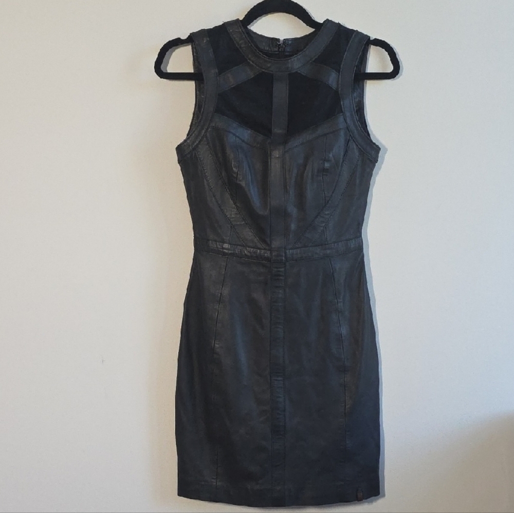 RUDSAK - Black Leather Mini Dress - Size XS